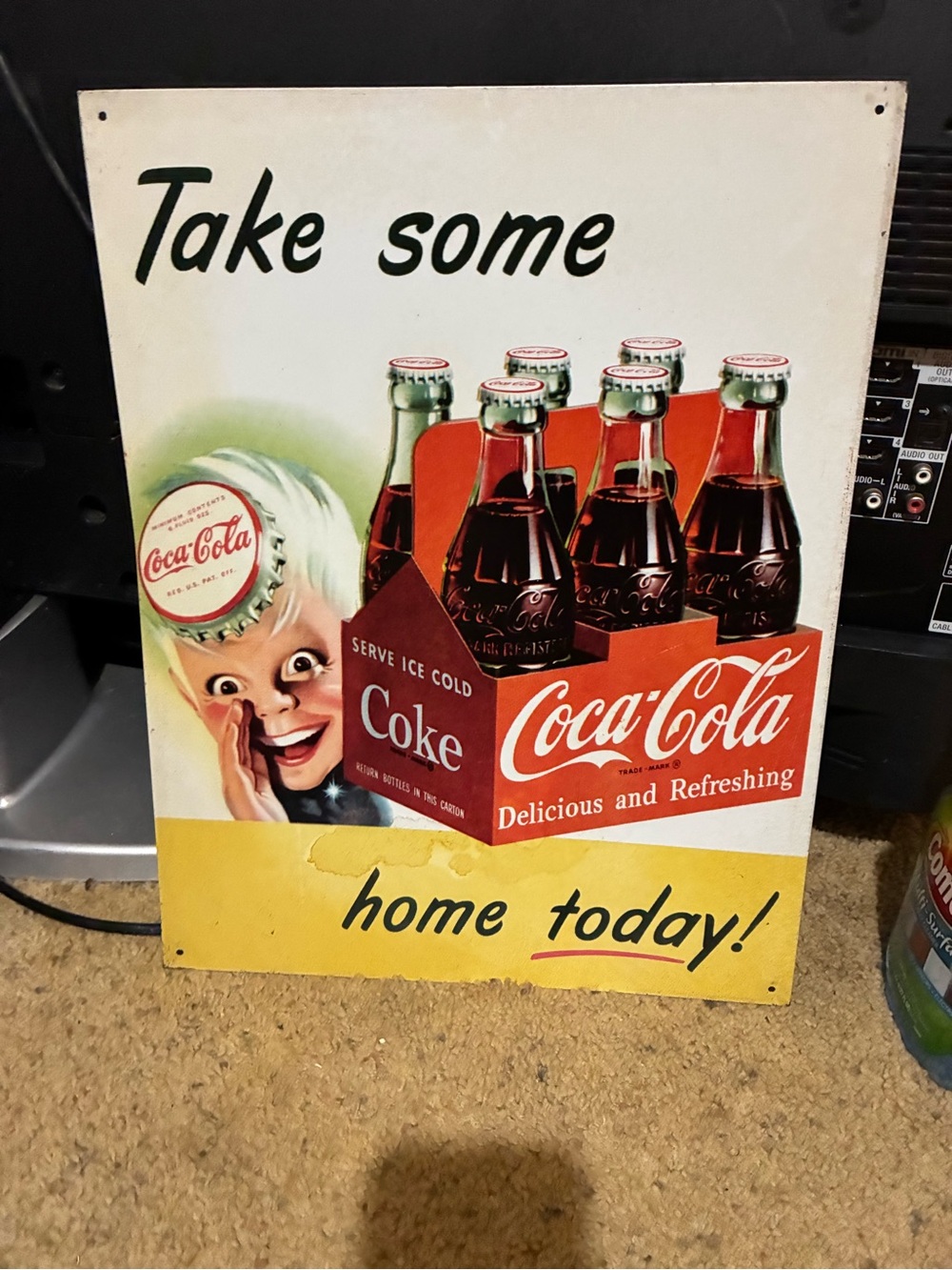 Coca Cola Retro Bottle Six-Pack Wall Art - Red, White, Yellow, Green